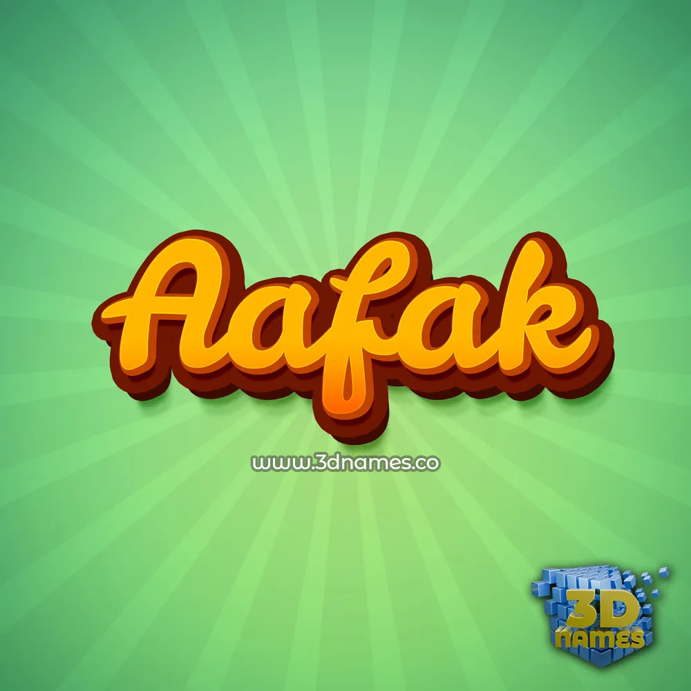 aafak in Green Rays style - 3D name wallpaper