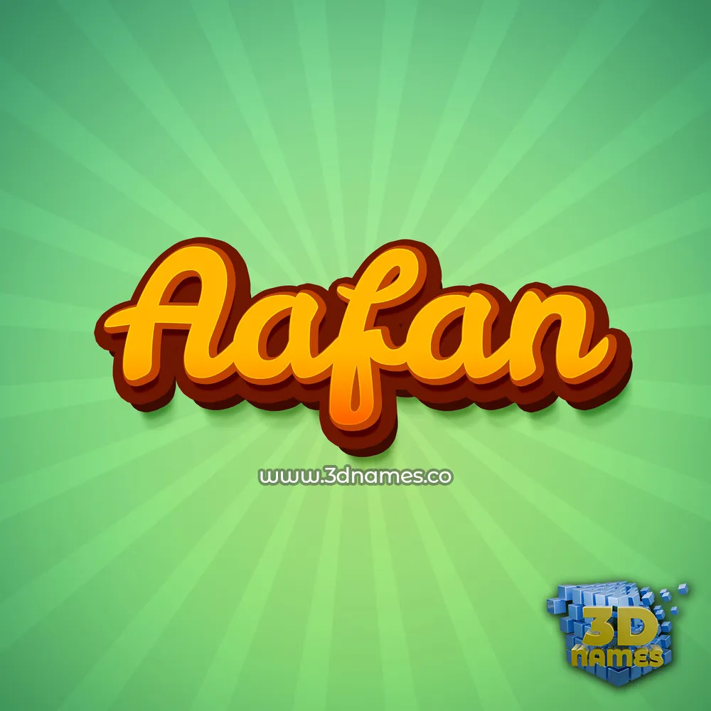 aafan in Green Rays style - 3D name wallpaper