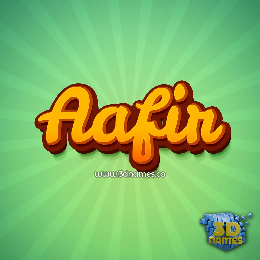 aafir in Green Rays style - 3D name wallpaper