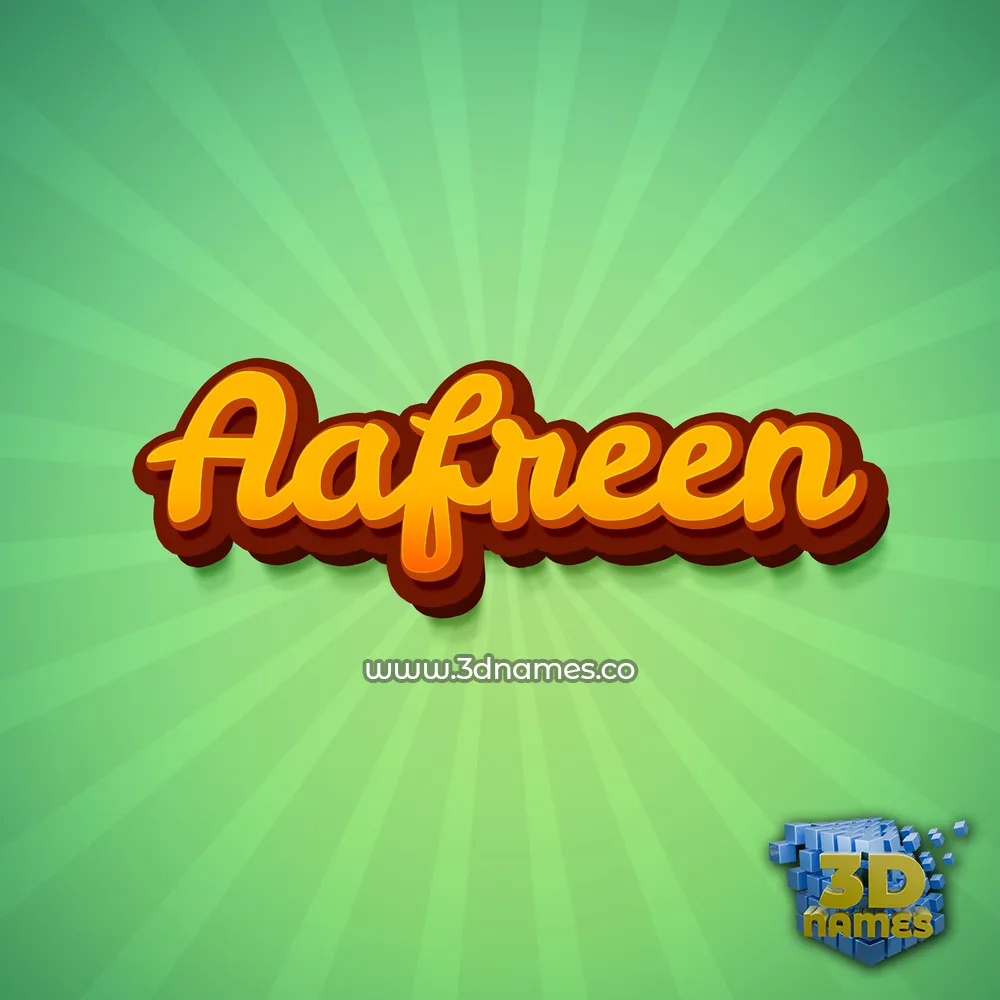aafreen in Green Rays style - 3D name wallpaper