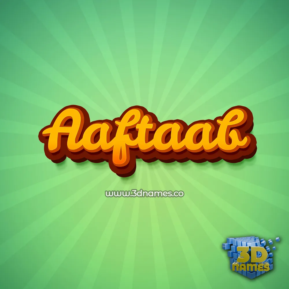 aaftaab in Green Rays style - 3D name wallpaper
