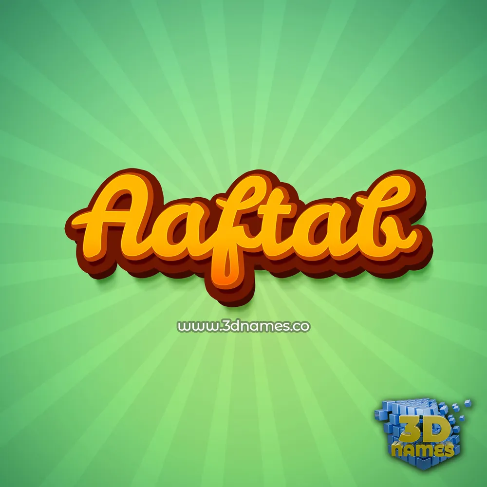 aaftab in Green Rays style - 3D name wallpaper