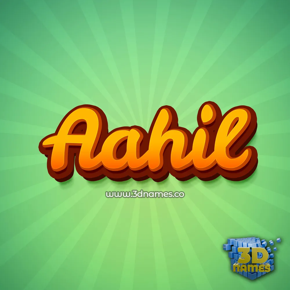 aahil in Green Rays style - 3D name wallpaper