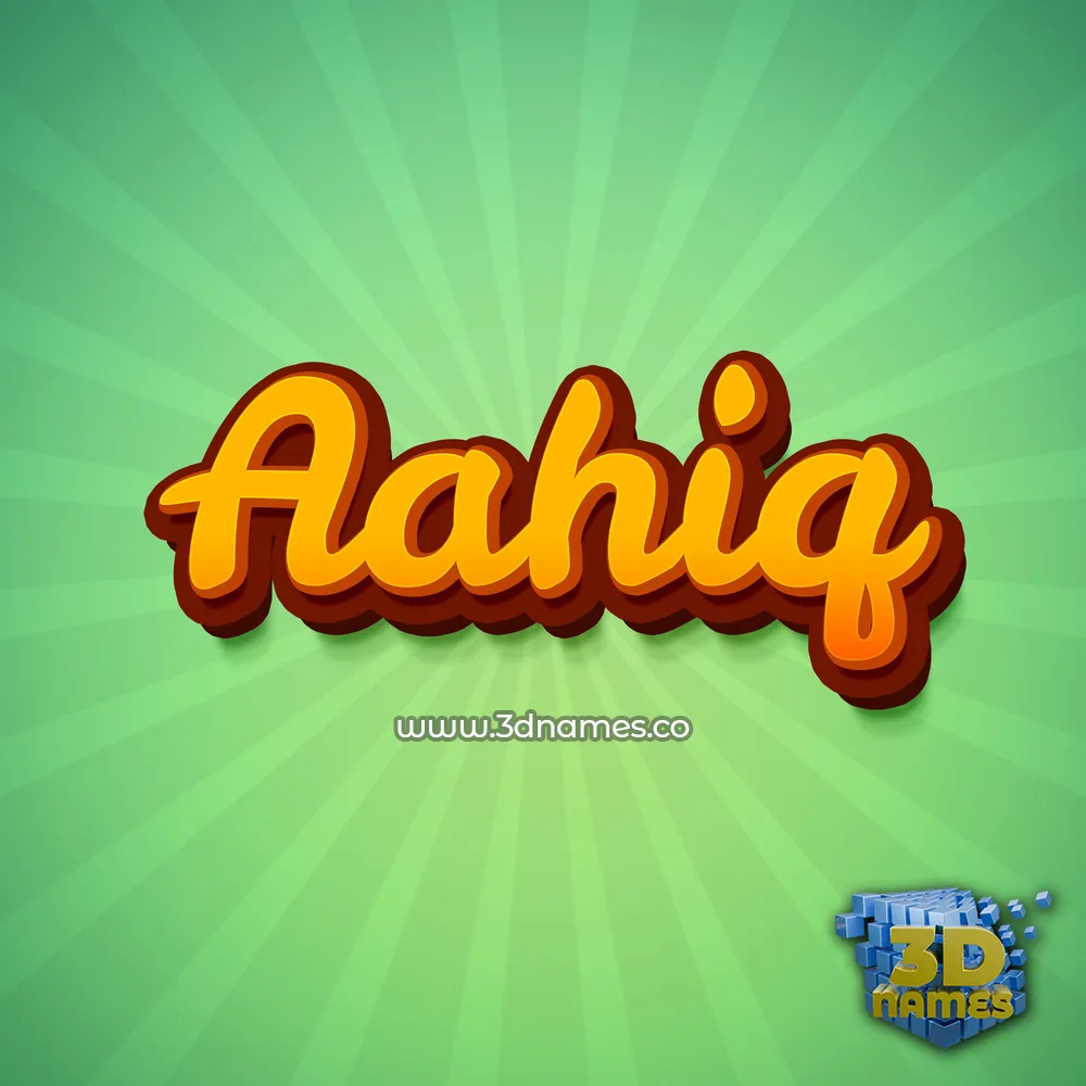 aahiq in Green Rays style - 3D name wallpaper