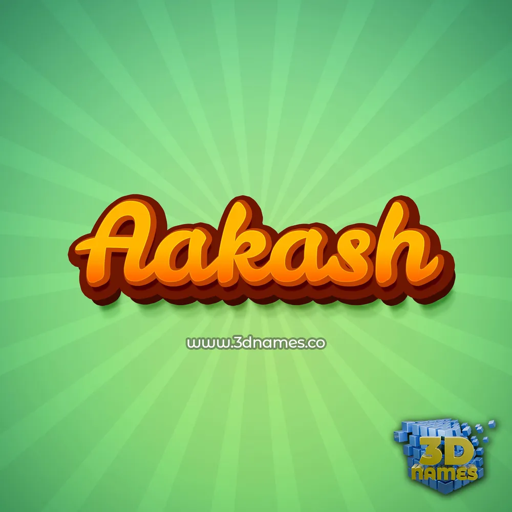 aakash in Green Rays style - 3D name wallpaper