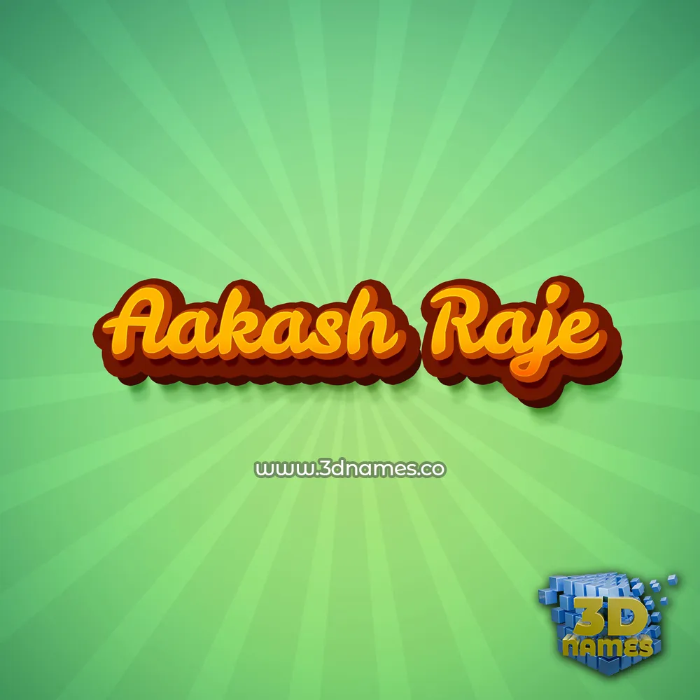 aakash raje in Green Rays style - 3D name wallpaper