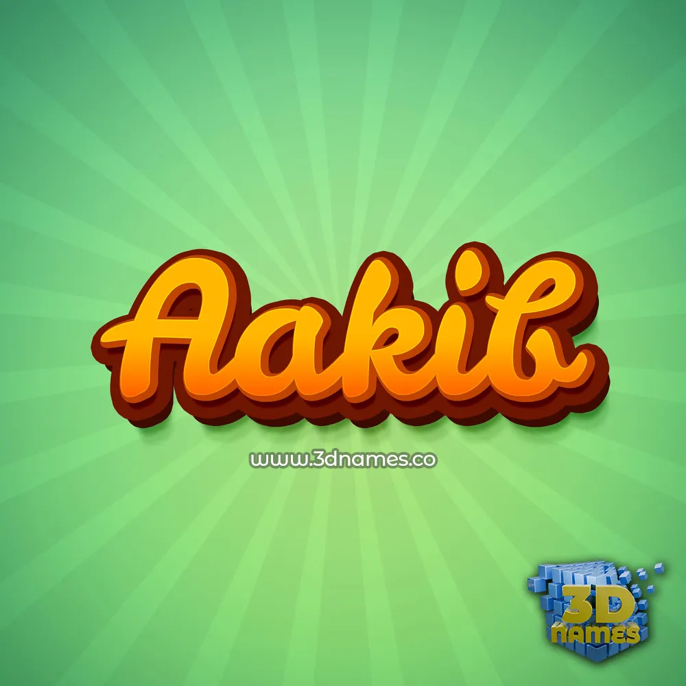 aakib in Green Rays style - 3D name wallpaper