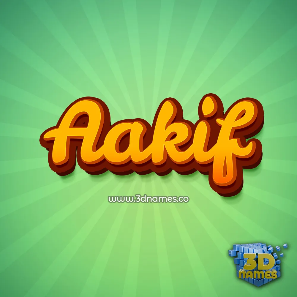 aakif in Green Rays style - 3D name wallpaper