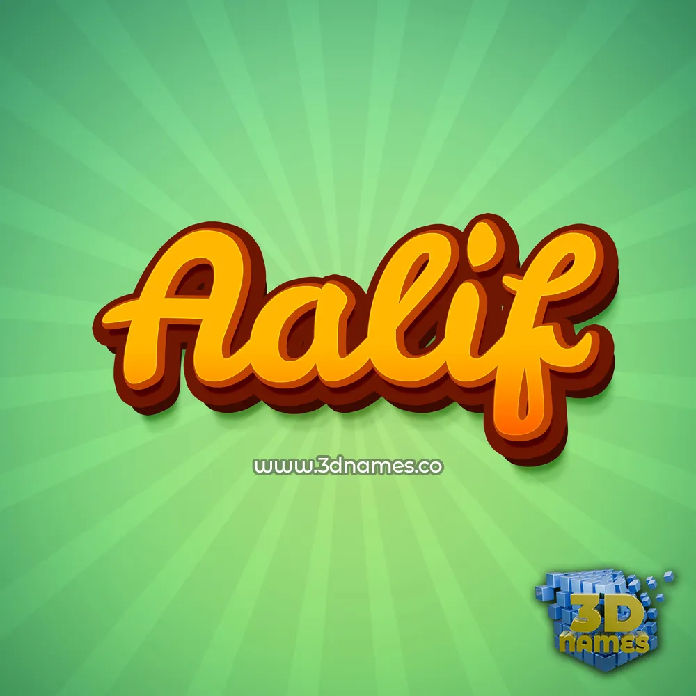 aalif in Green Rays style - 3D name wallpaper