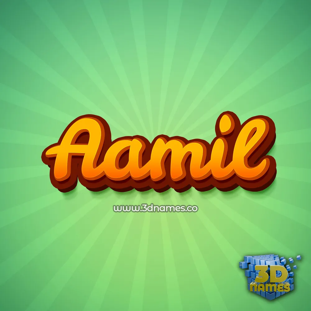 aamil in Green Rays style - 3D name wallpaper