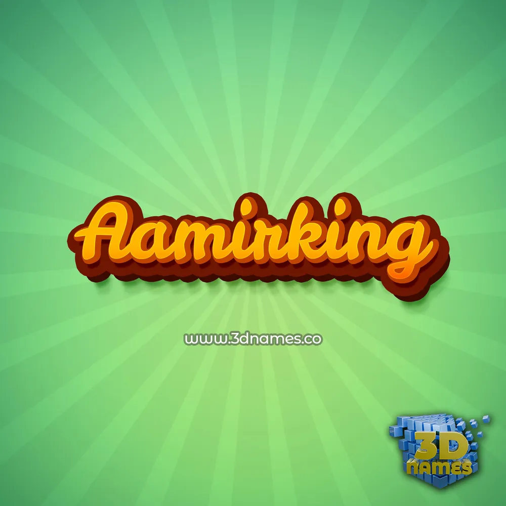 aamirking in Green Rays style - 3D name wallpaper