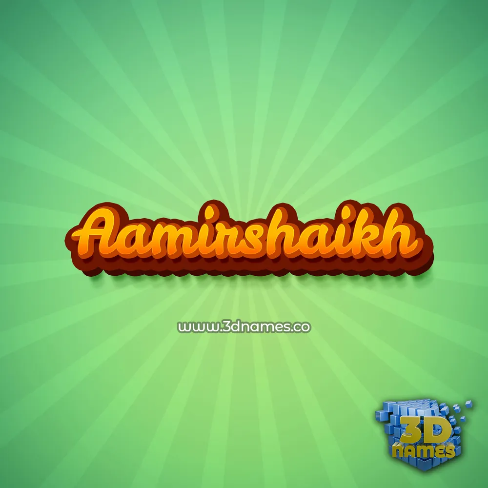 aamirshaikh in Green Rays style - 3D name wallpaper