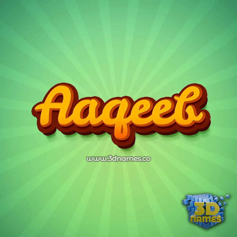 aaqeeb in Green Rays style - 3D name wallpaper