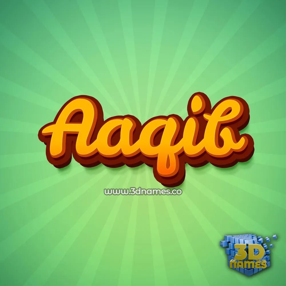 aaqib in Green Rays style - 3D name wallpaper