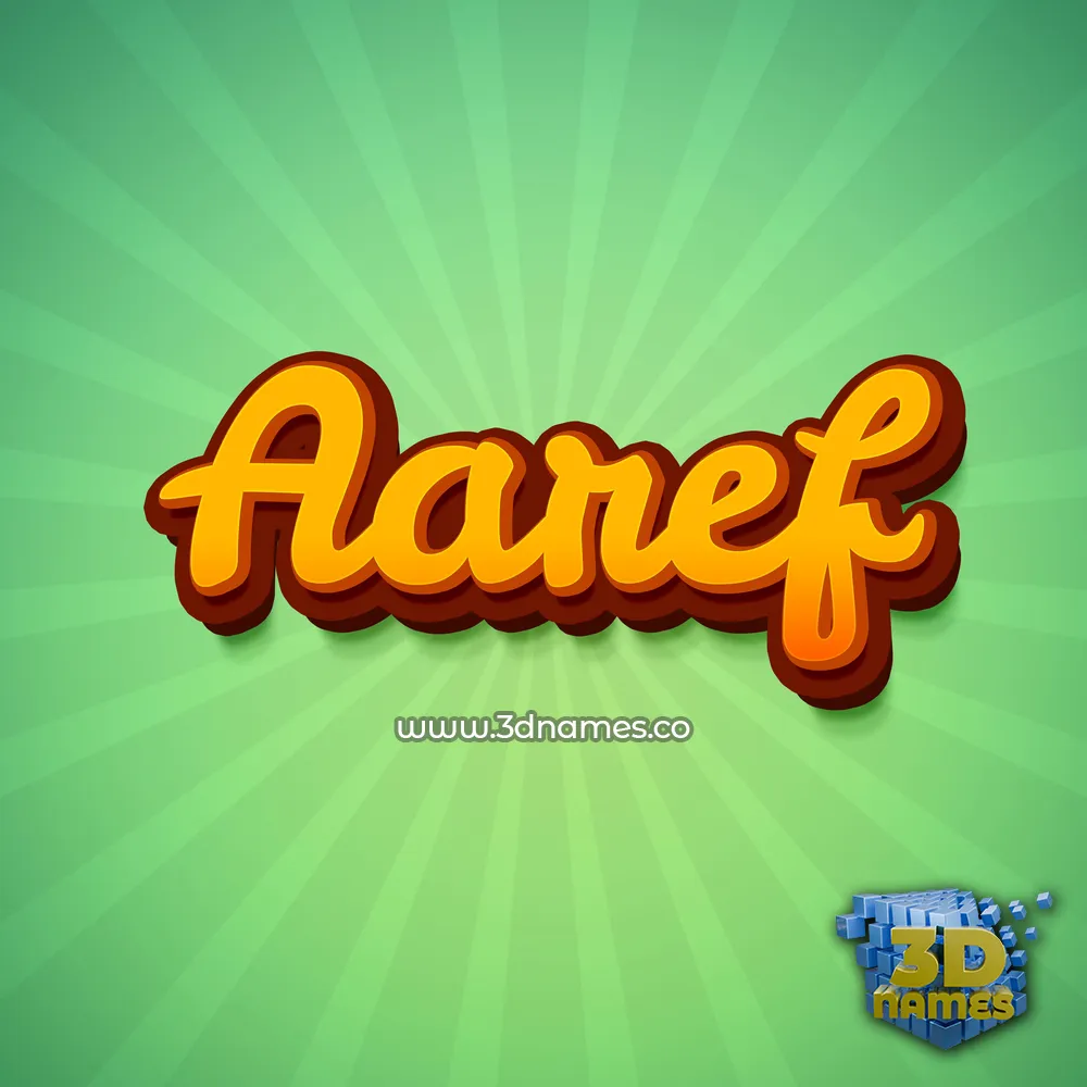 aaref in Green Rays style - 3D name wallpaper