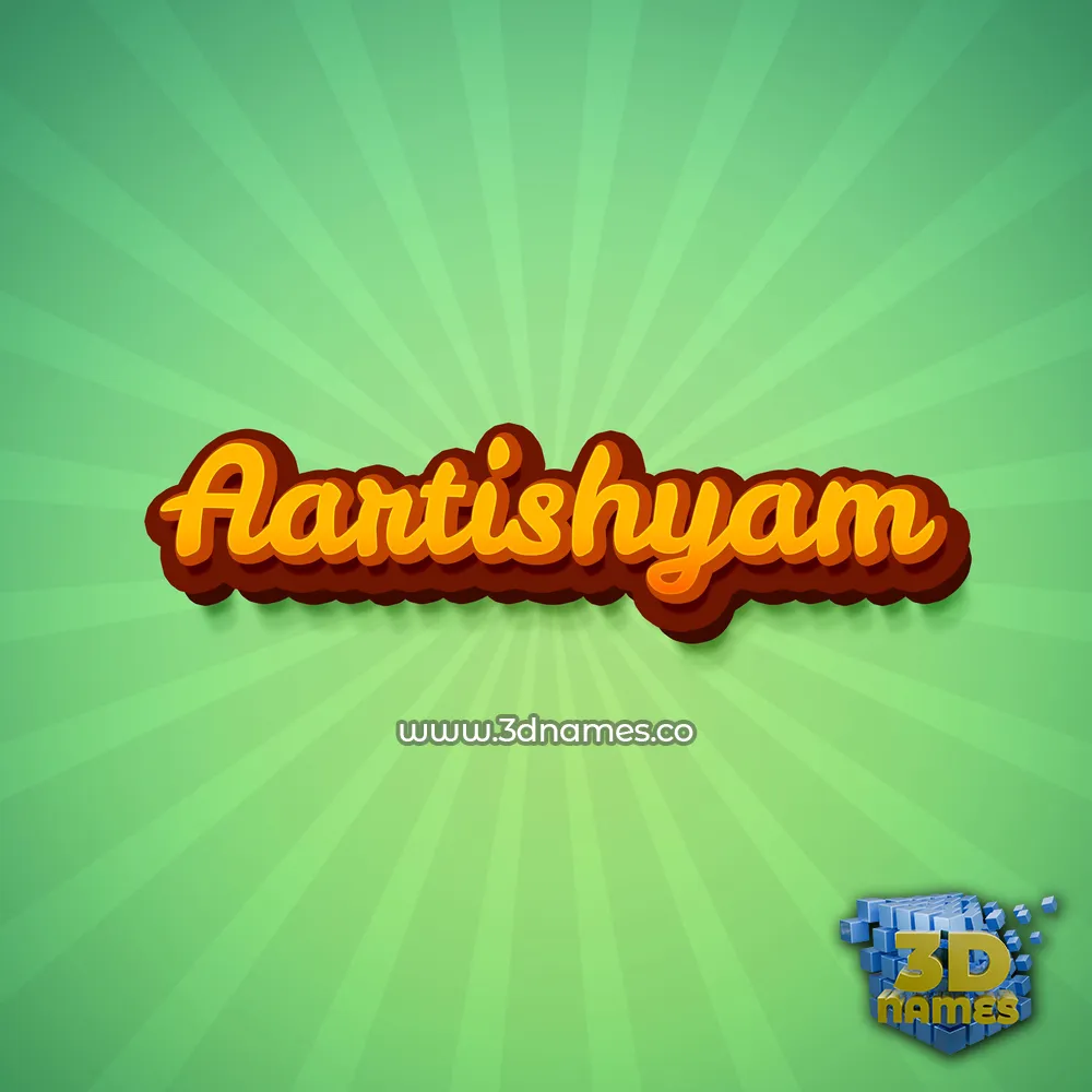 aartishyam in Green Rays style - 3D name wallpaper