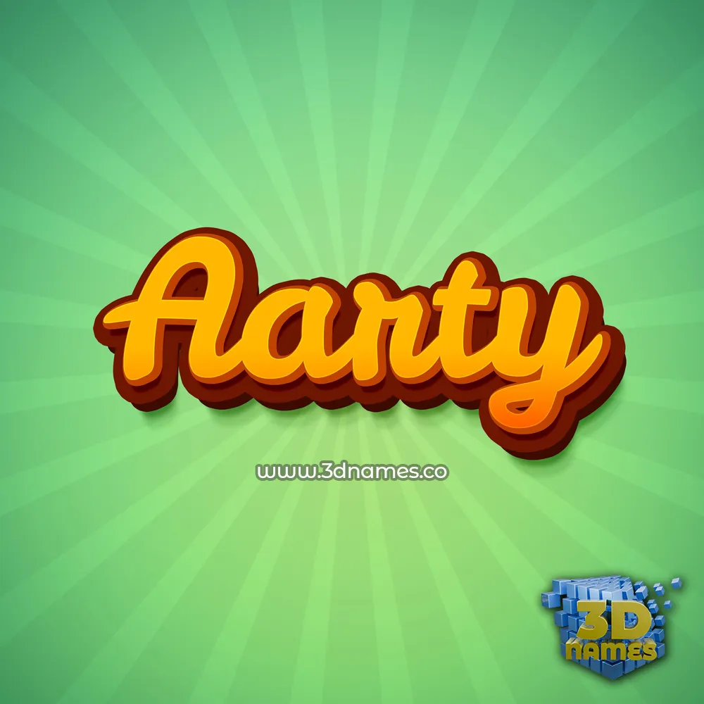aarty in Green Rays style - 3D name wallpaper