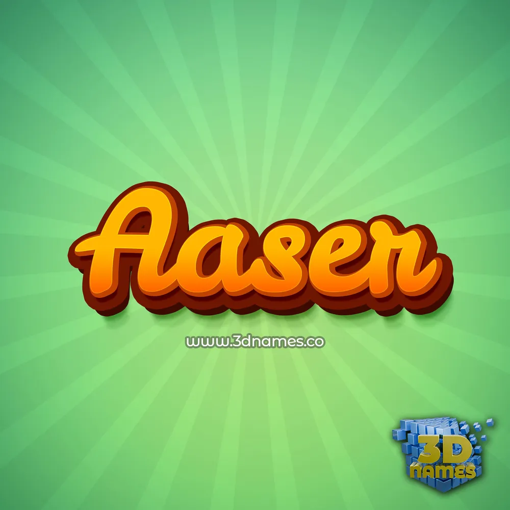 aaser in Green Rays style - 3D name wallpaper