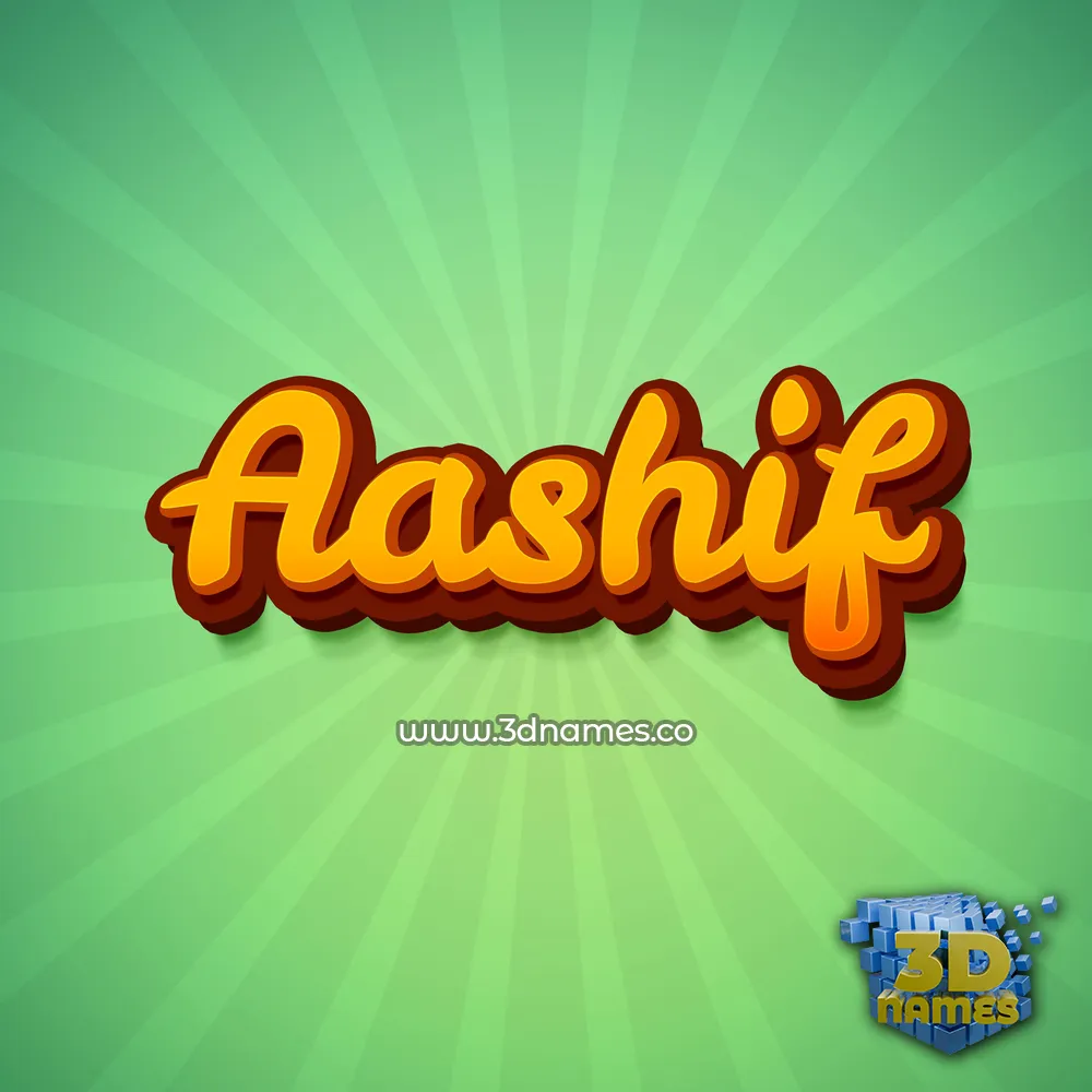 aashif in Green Rays style - 3D name wallpaper