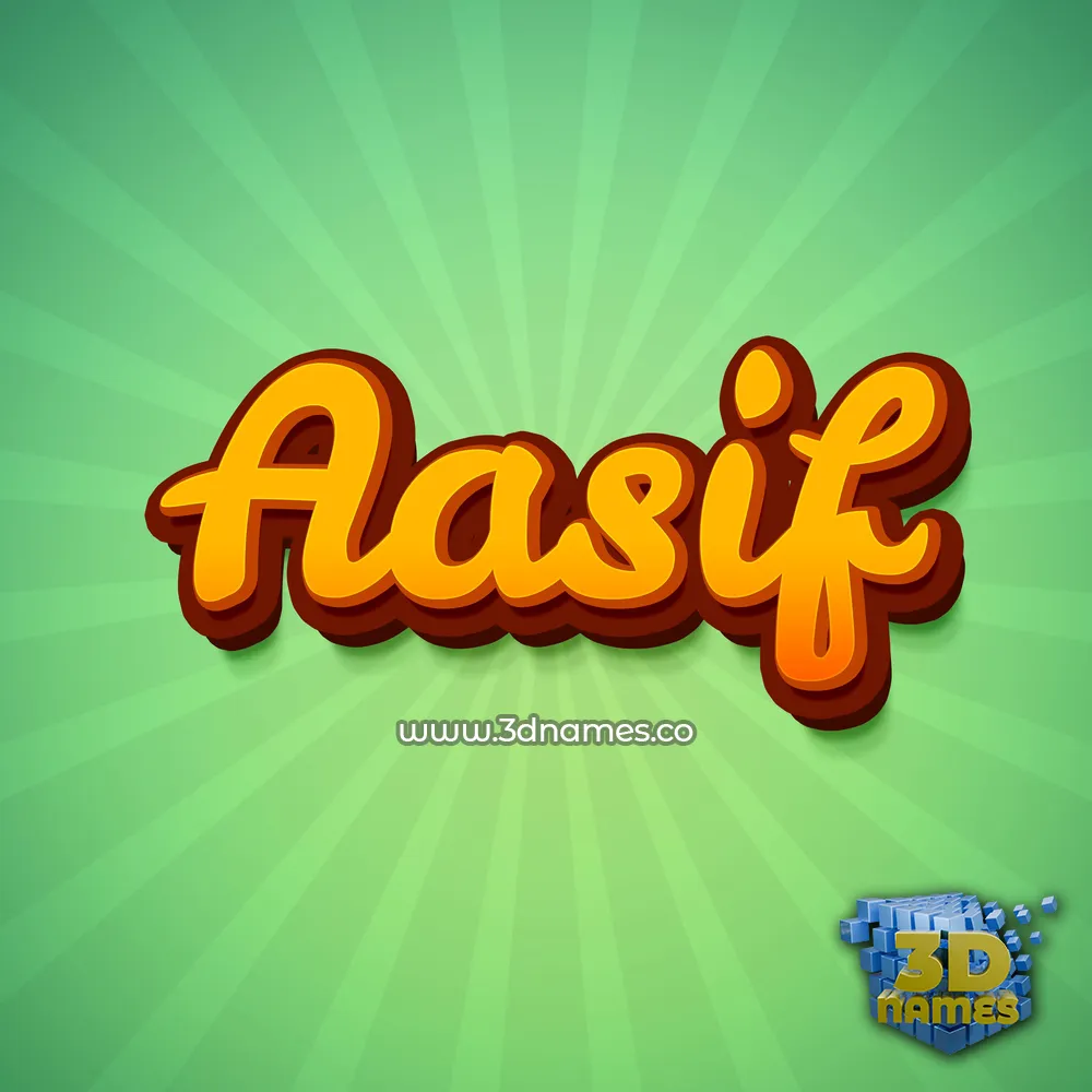 aasif in Green Rays style - 3D name wallpaper