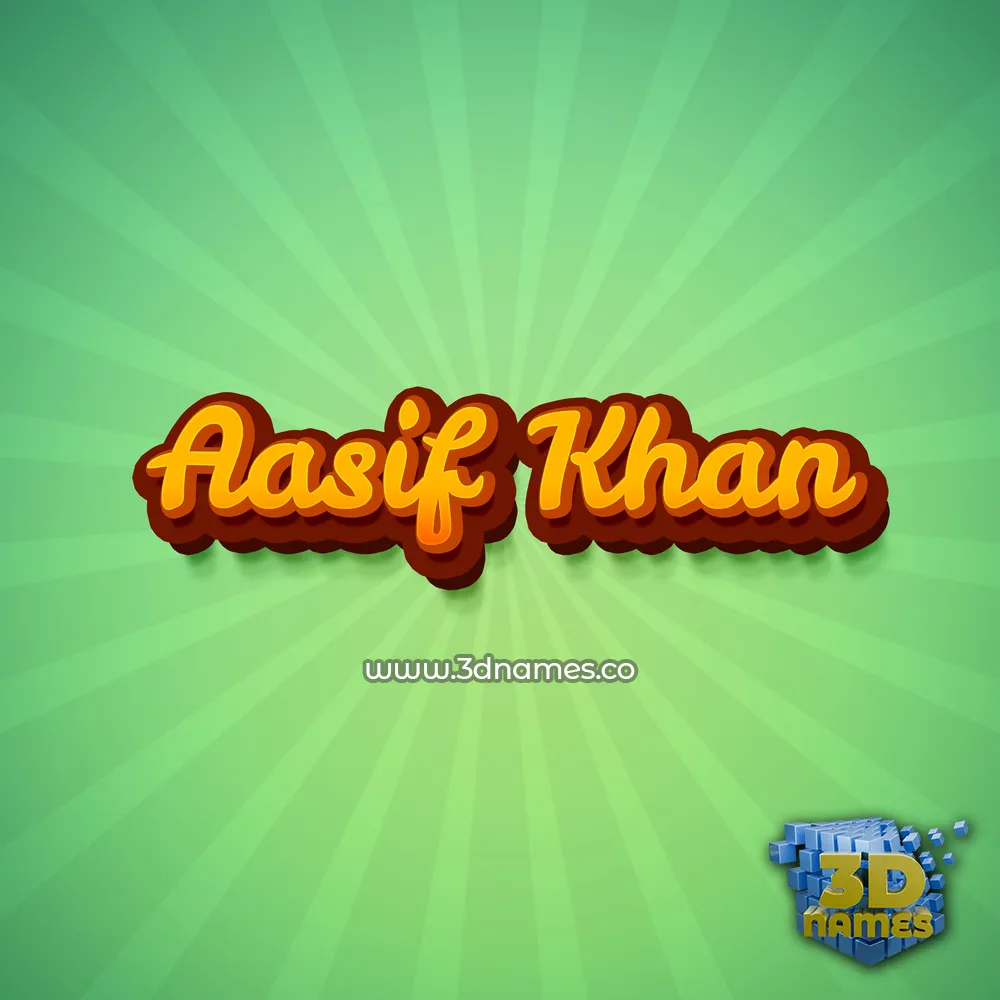 aasif khan in Green Rays style - 3D name wallpaper