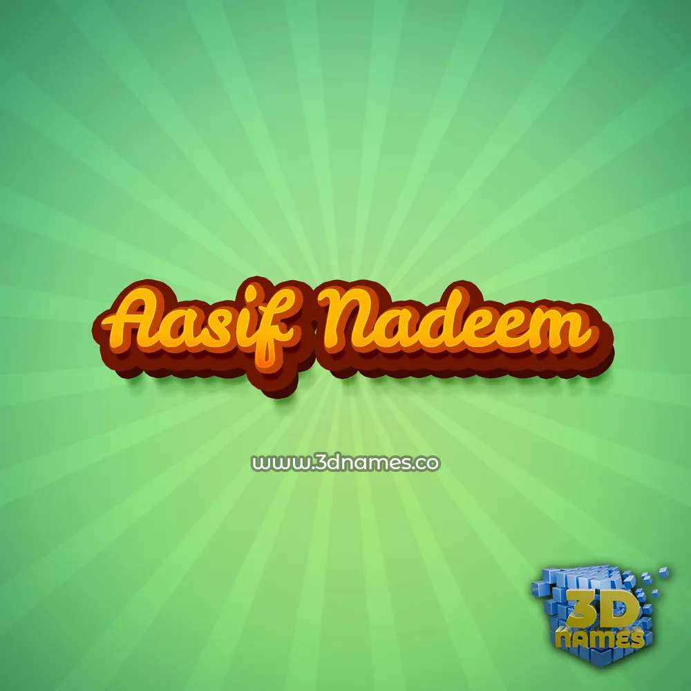 aasif nadeem in Green Rays style - 3D name wallpaper