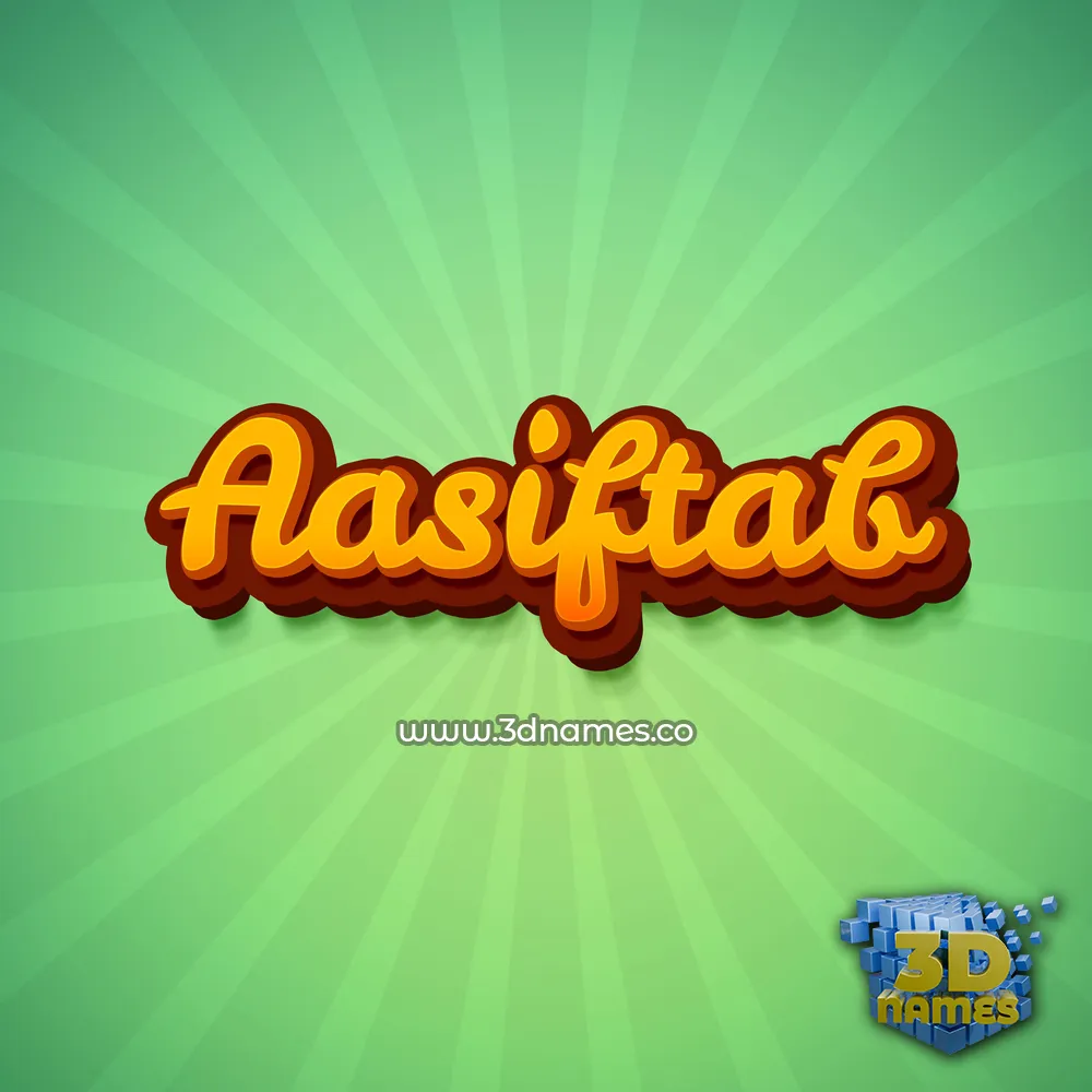 aasiftab in Green Rays style - 3D name wallpaper