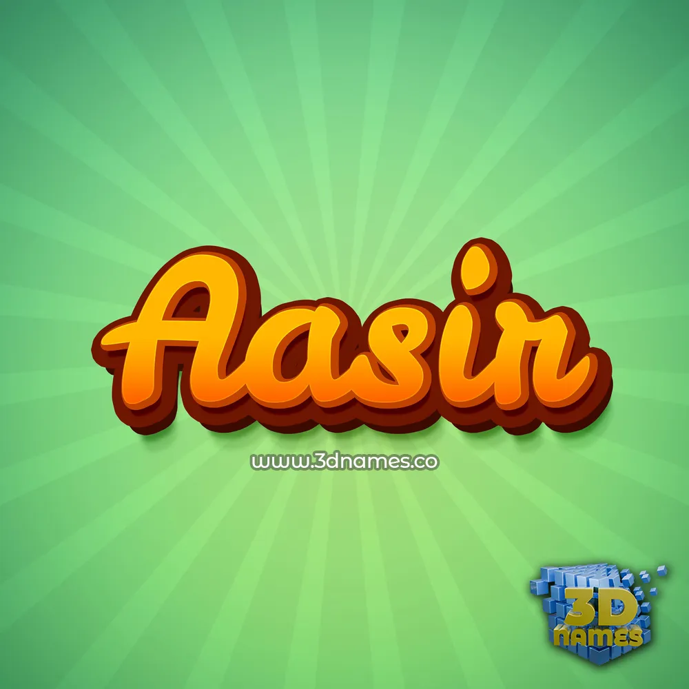 aasir in Green Rays style - 3D name wallpaper