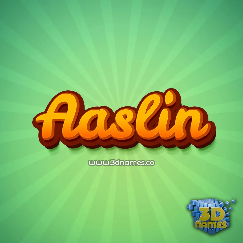 aaslin in Green Rays style - 3D name wallpaper