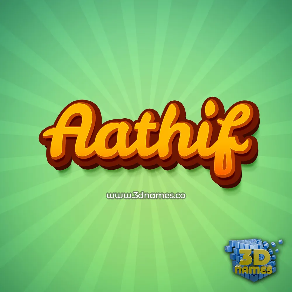 aathif in Green Rays style - 3D name wallpaper