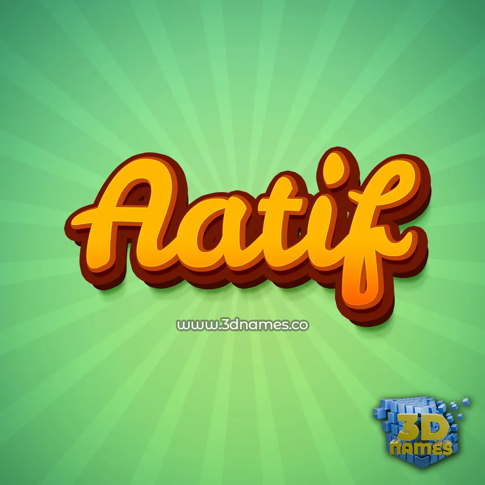 aatif in Green Rays style - 3D name wallpaper