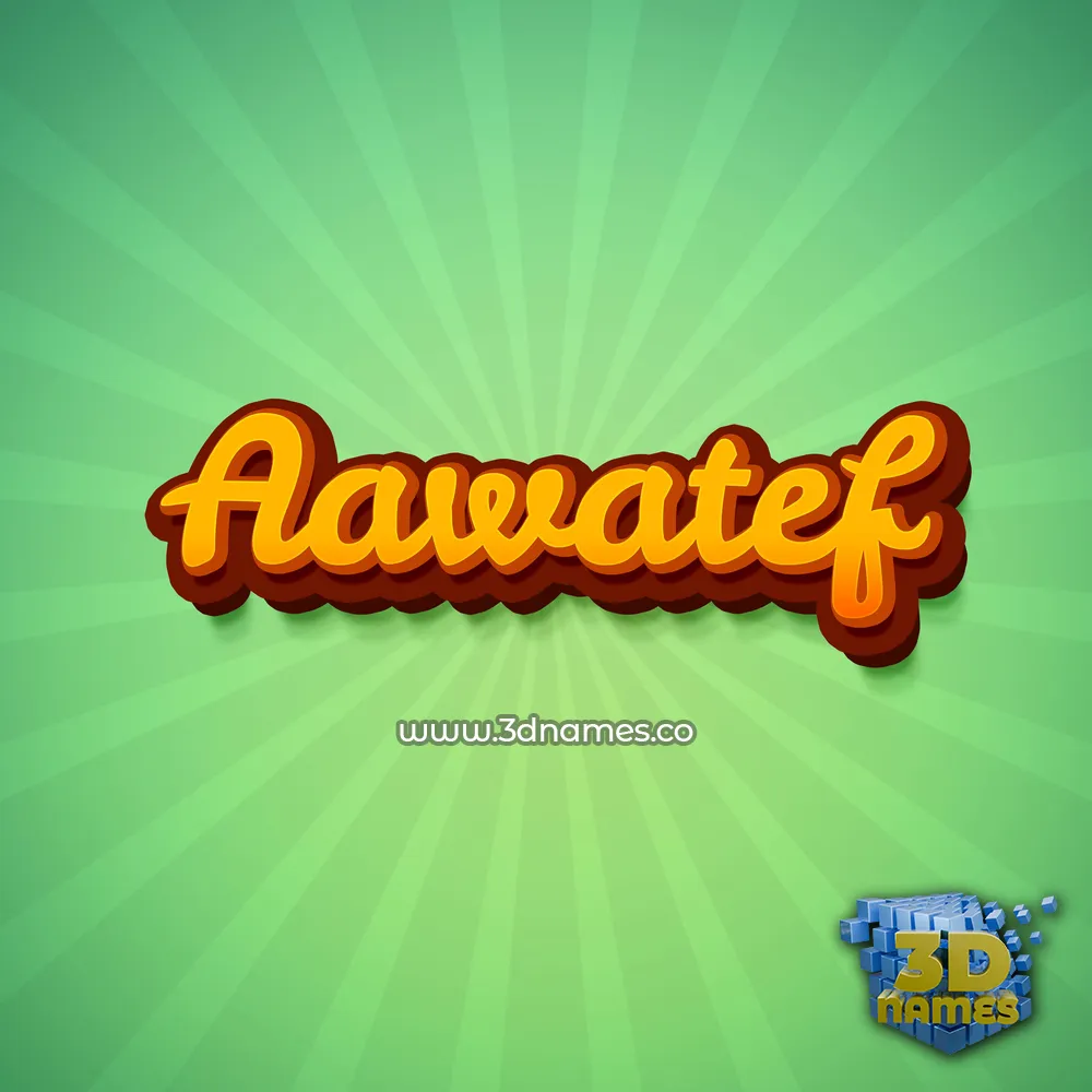 aawatef in Green Rays style - 3D name wallpaper