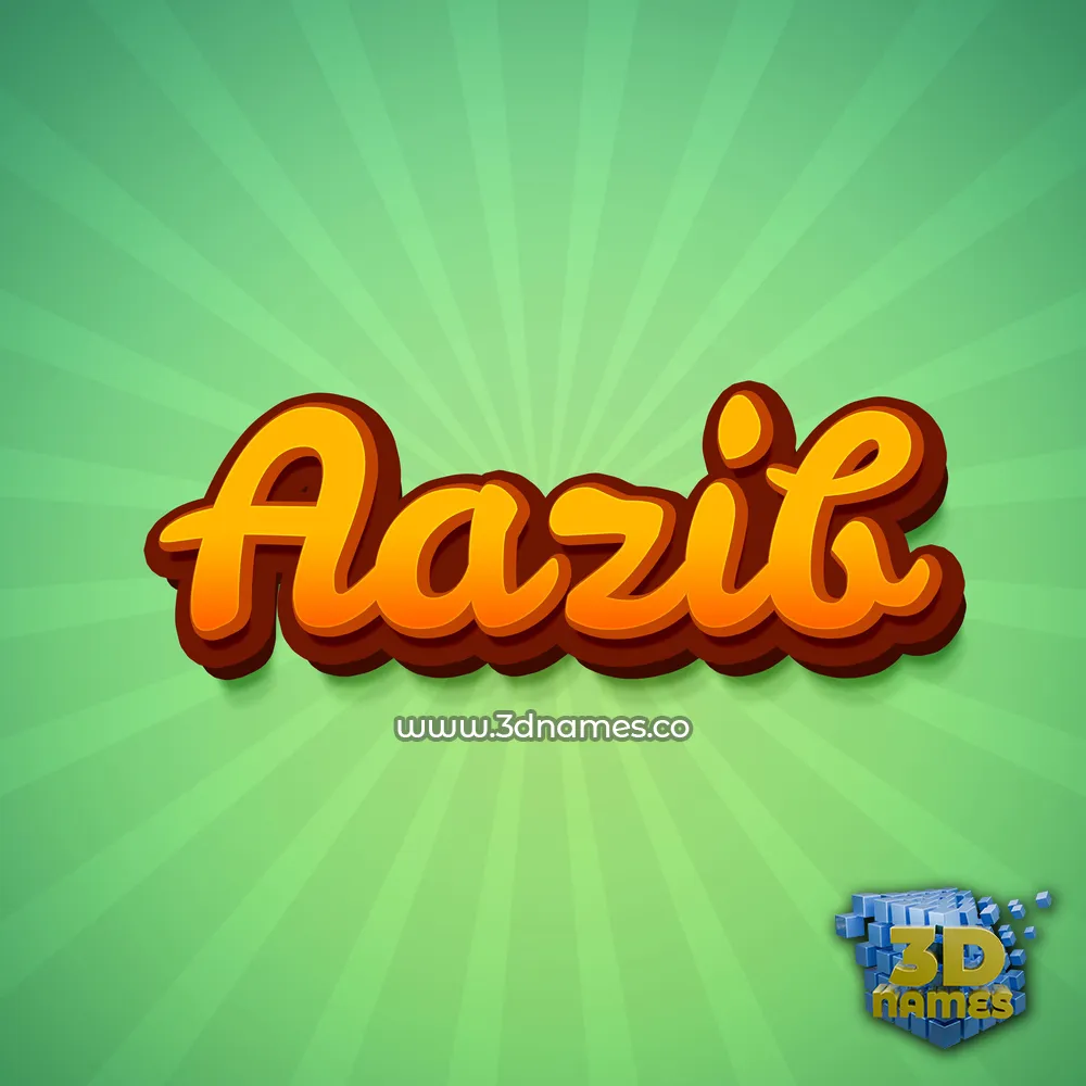 aazib in Green Rays style - 3D name wallpaper