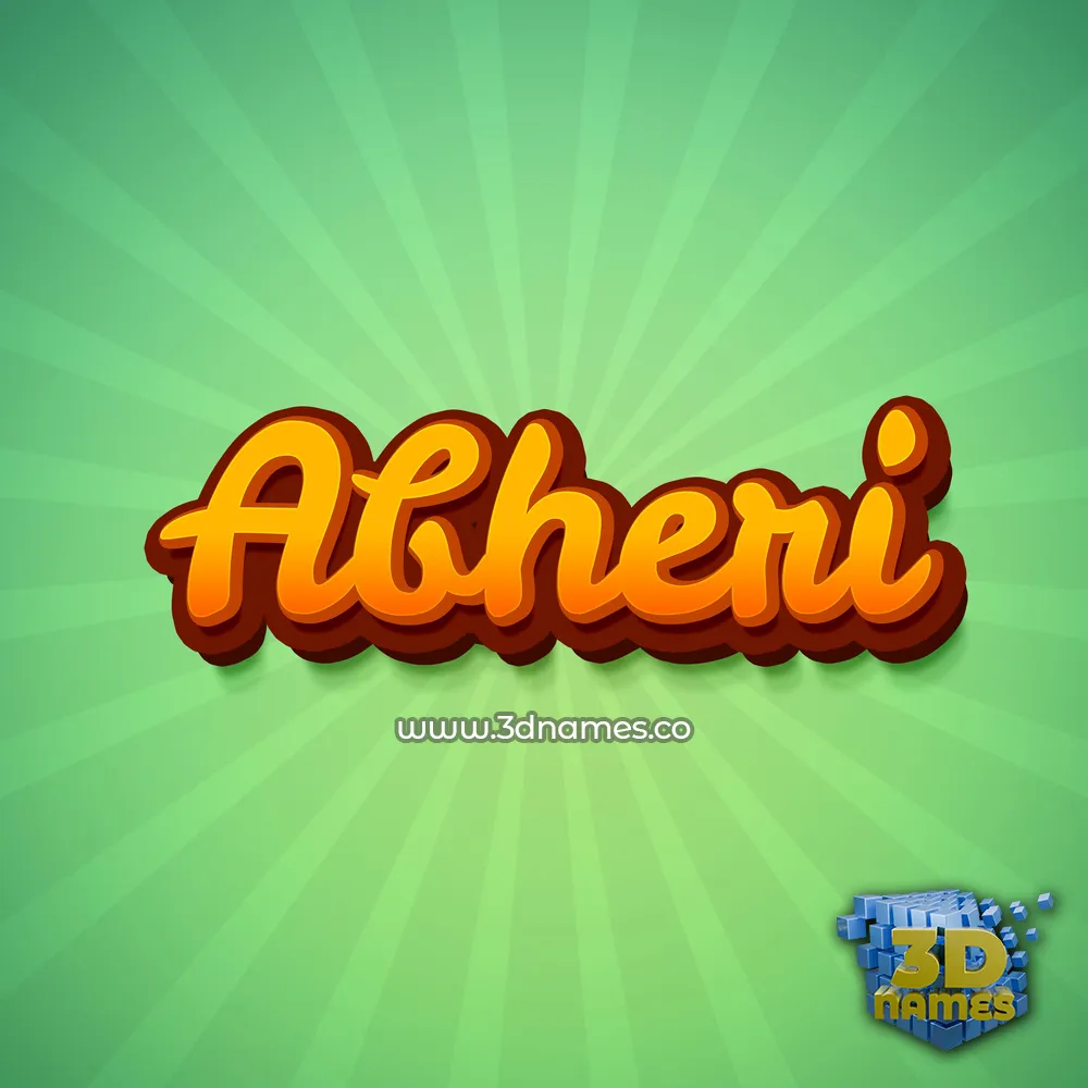 abheri in Green Rays style - 3D name wallpaper