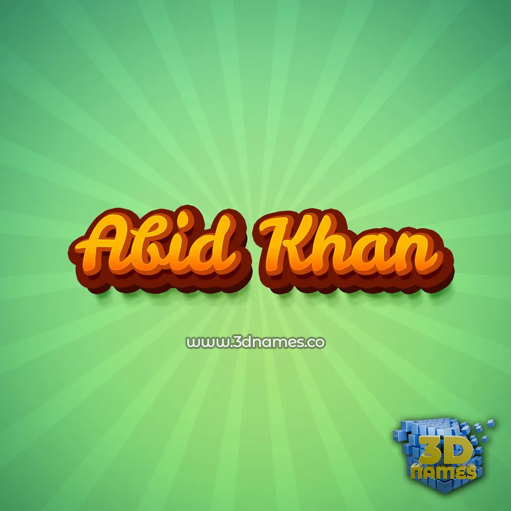 abid khan in Green Rays style - 3D name wallpaper