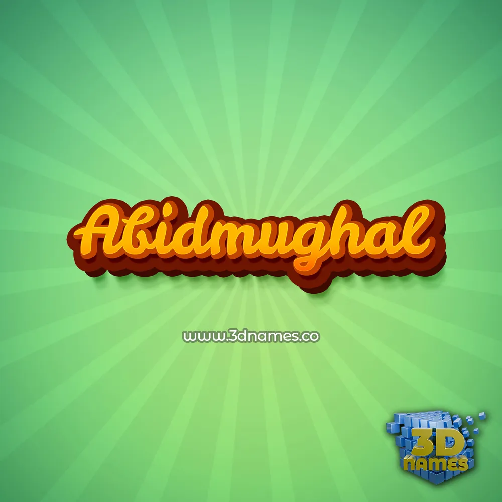 abidmughal in Green Rays style - 3D name wallpaper