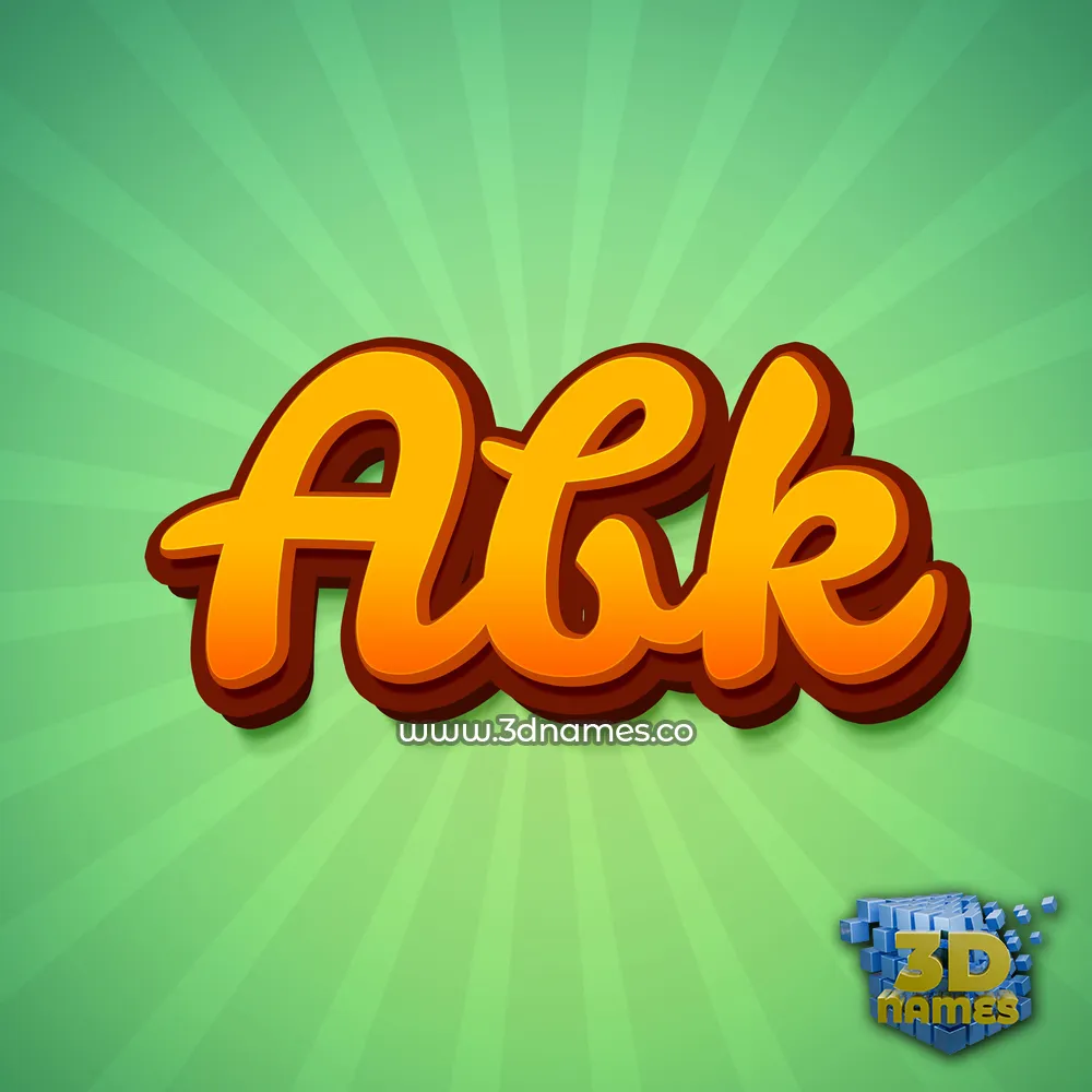 abk in Green Rays style - 3D name wallpaper