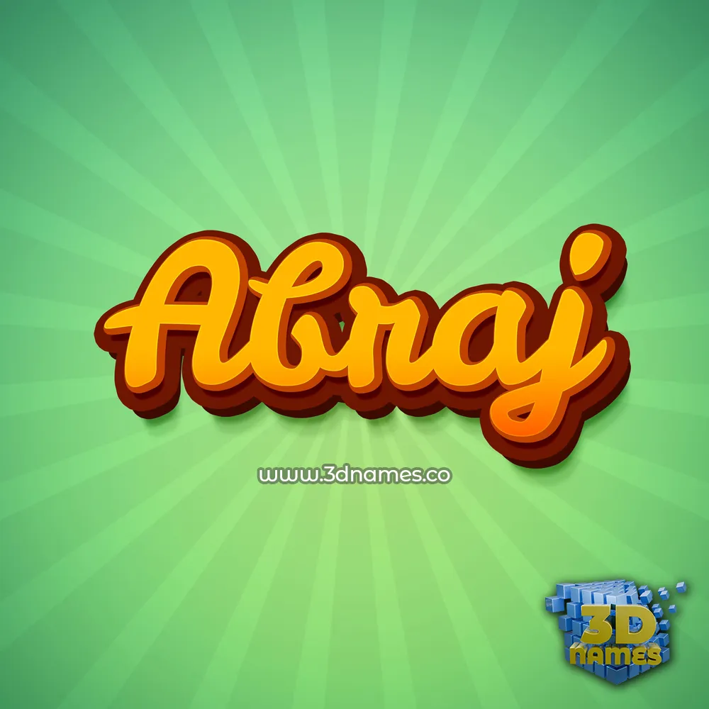 abraj in Green Rays style - 3D name wallpaper