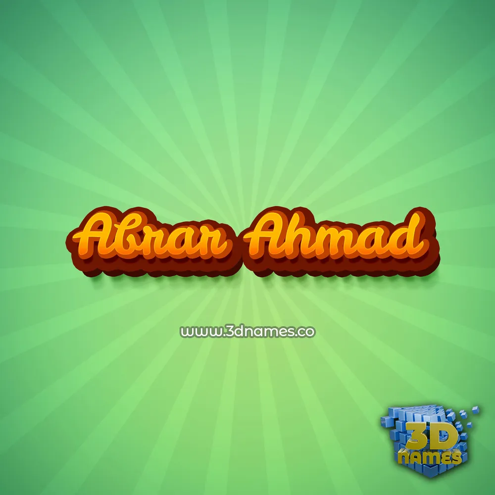 abrar ahmad in Green Rays style - 3D name wallpaper