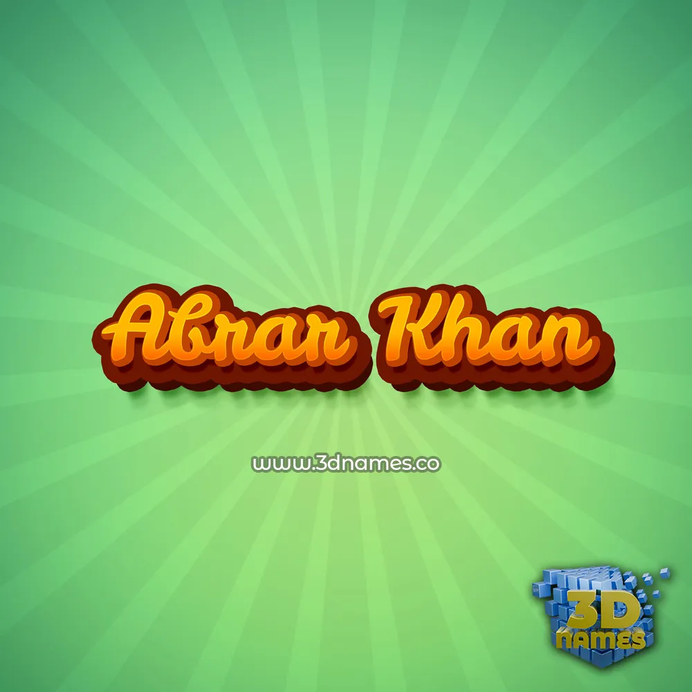 abrar khan in Green Rays style - 3D name wallpaper