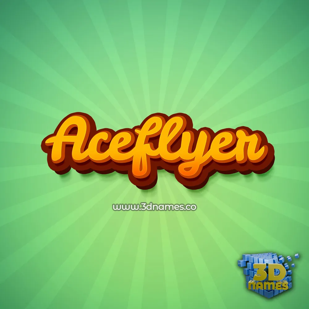 aceflyer in Green Rays style - 3D name wallpaper