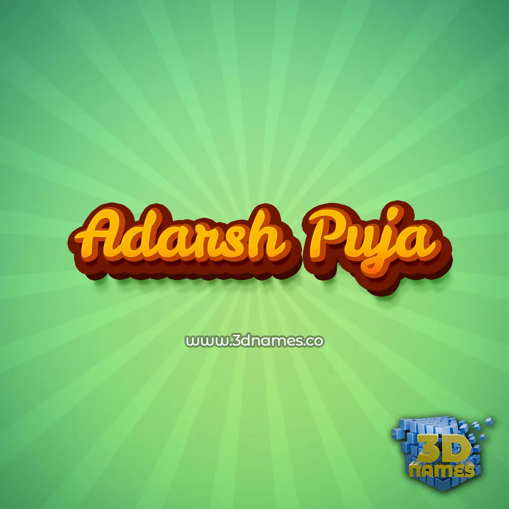 adarsh puja in Green Rays style - 3D name wallpaper