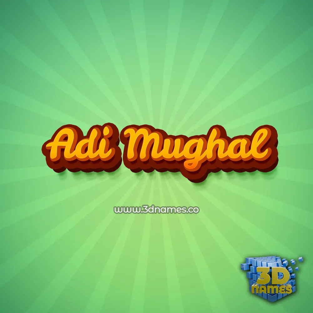 adi mughal in Green Rays style - 3D name wallpaper