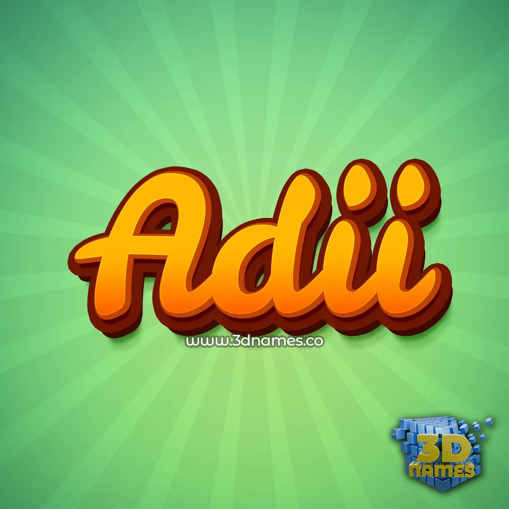 adii in Green Rays style - 3D name wallpaper