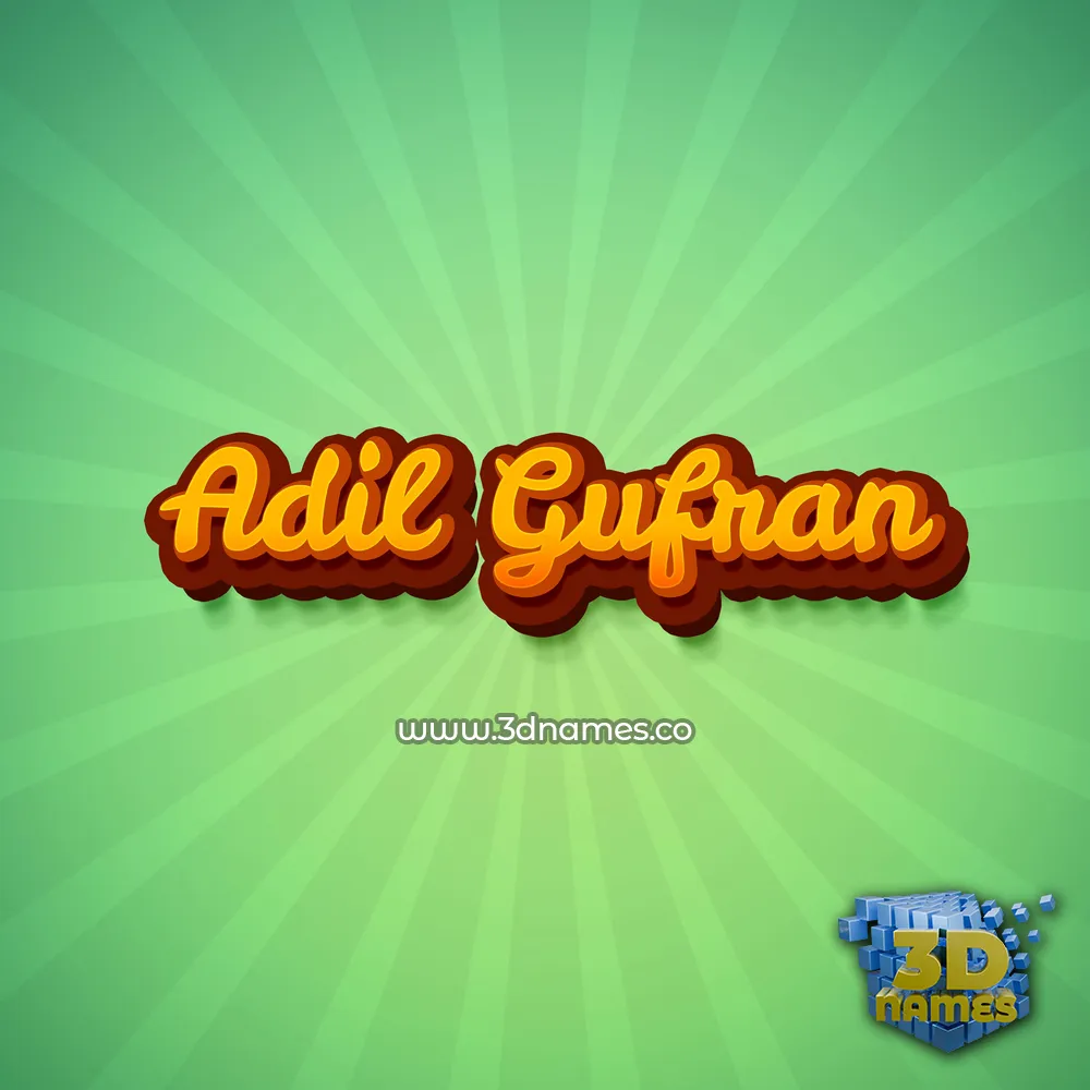 adil gufran in Green Rays style - 3D name wallpaper