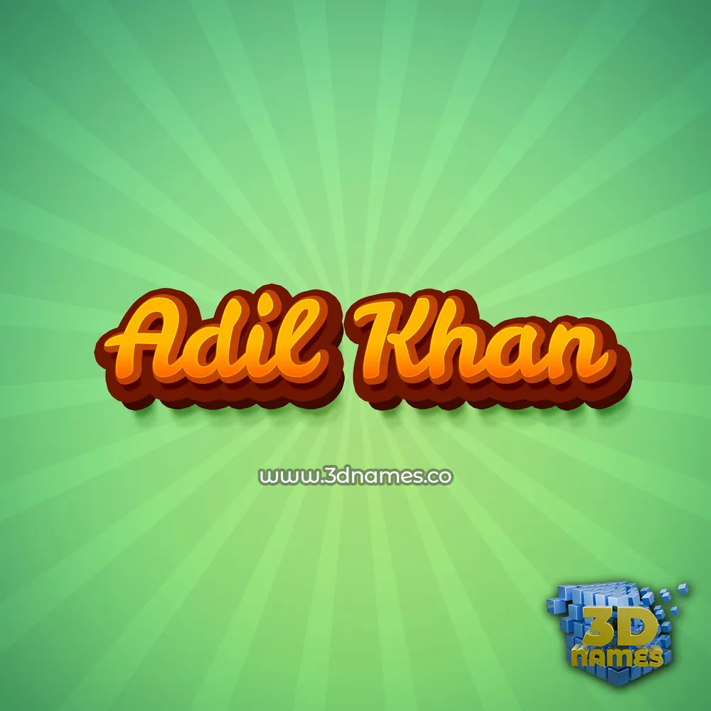 adil khan in Green Rays style - 3D name wallpaper