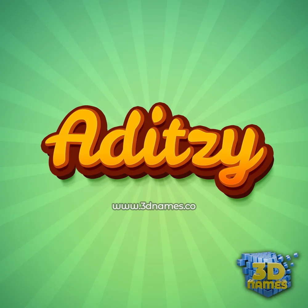 aditzy in Green Rays style - 3D name wallpaper