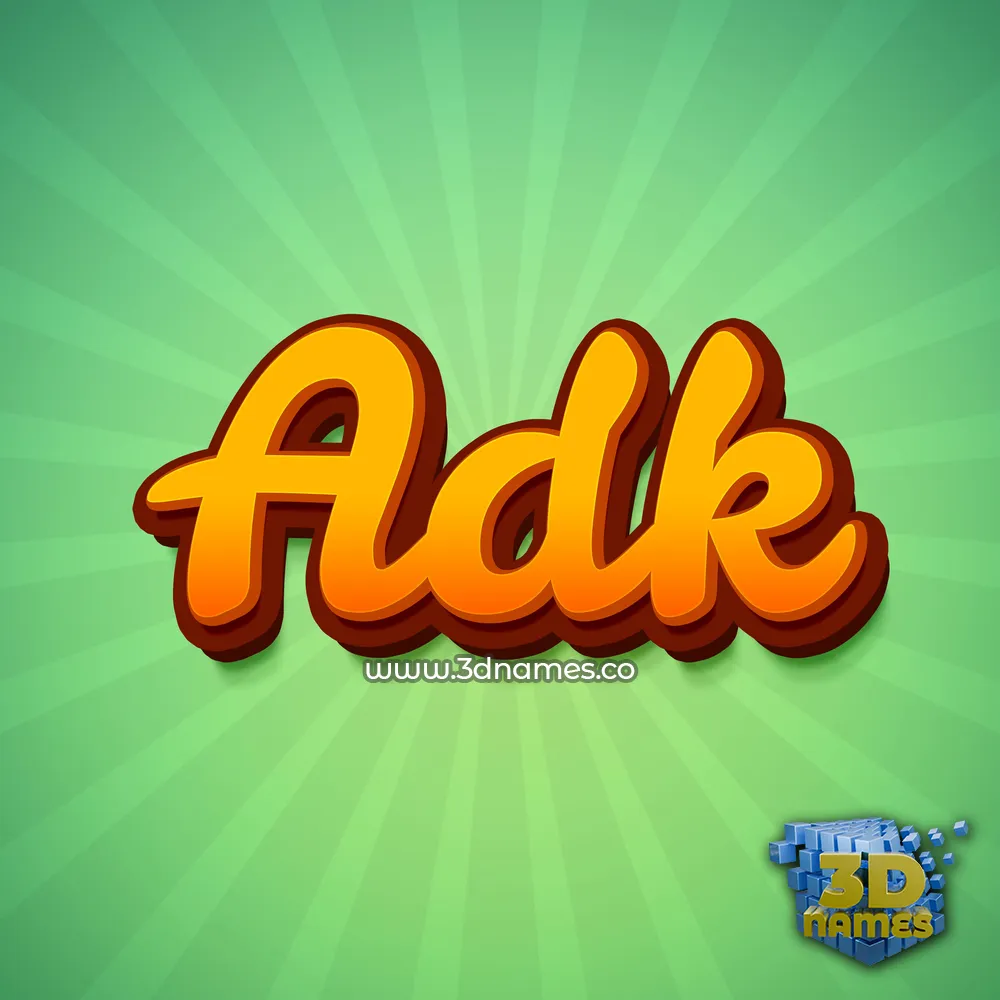 adk in Green Rays style - 3D name wallpaper