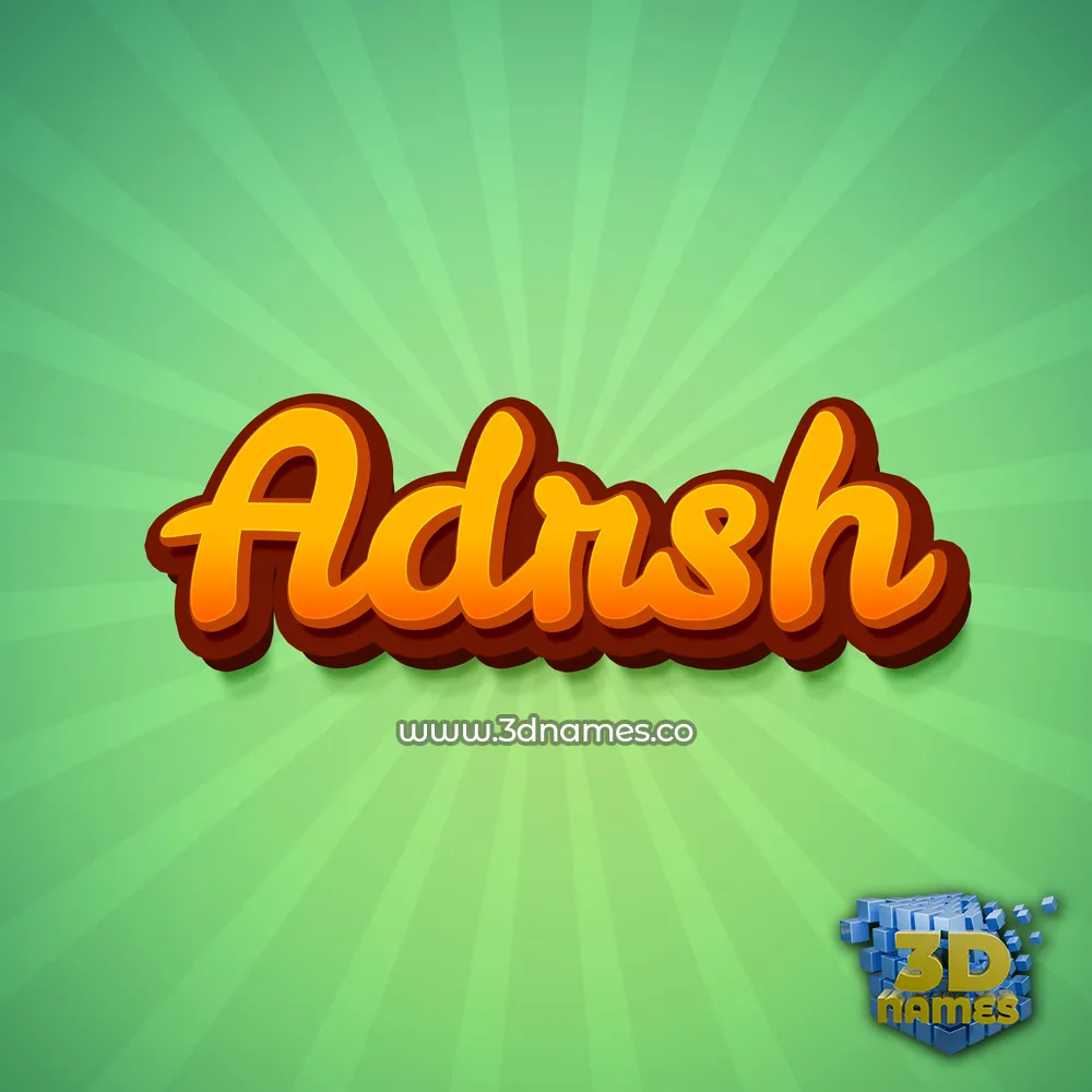adrsh in Green Rays style - 3D name wallpaper
