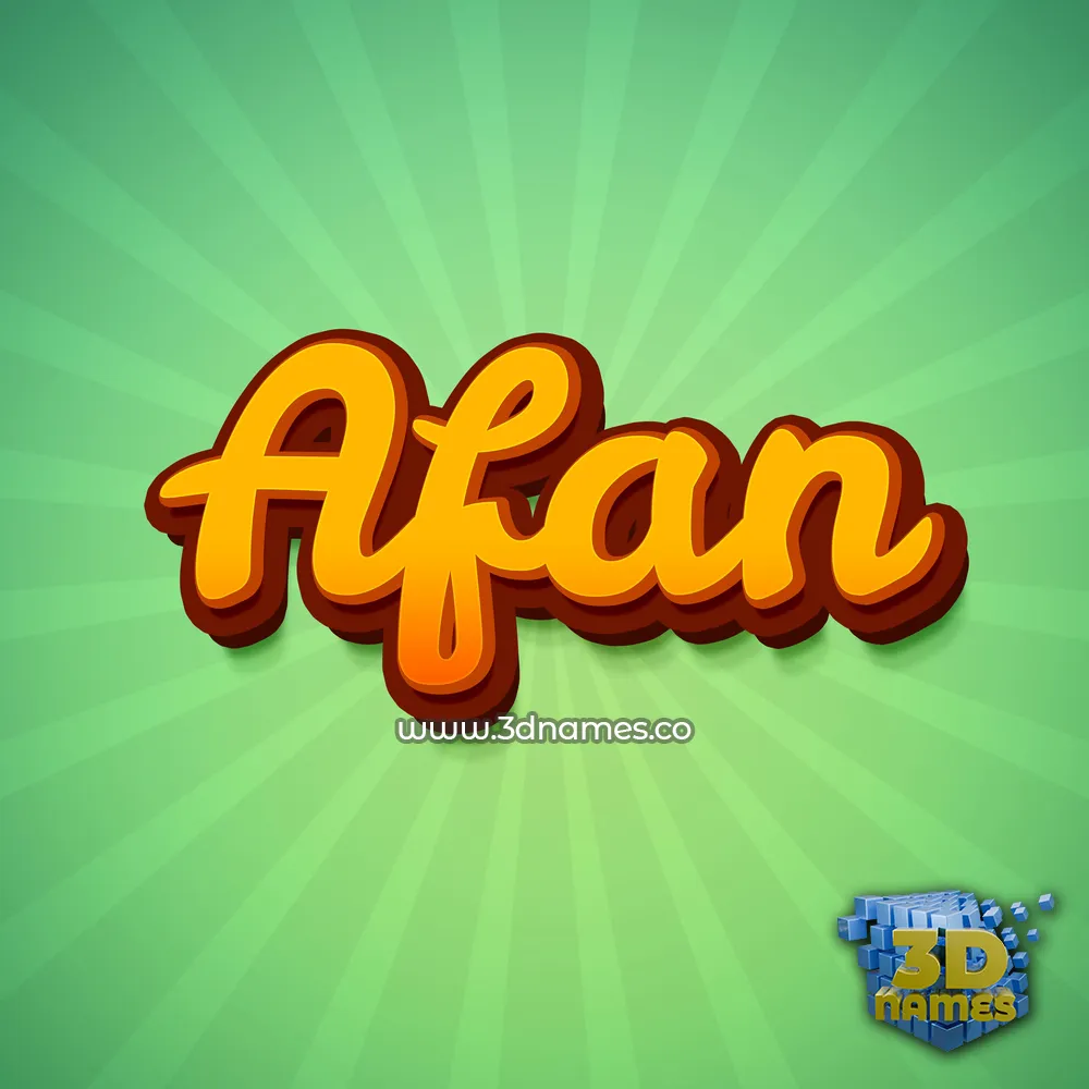 afan in Green Rays style - 3D name wallpaper